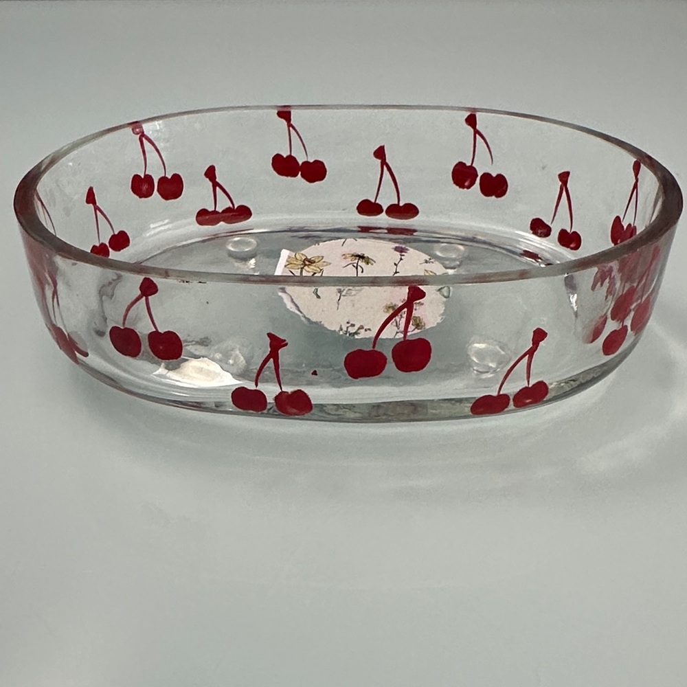 NWT Hand Crafted Cherry Glass Dish